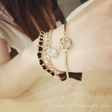 Rhinestone Chain Tassel Bracelet Personalized Gold Bangle